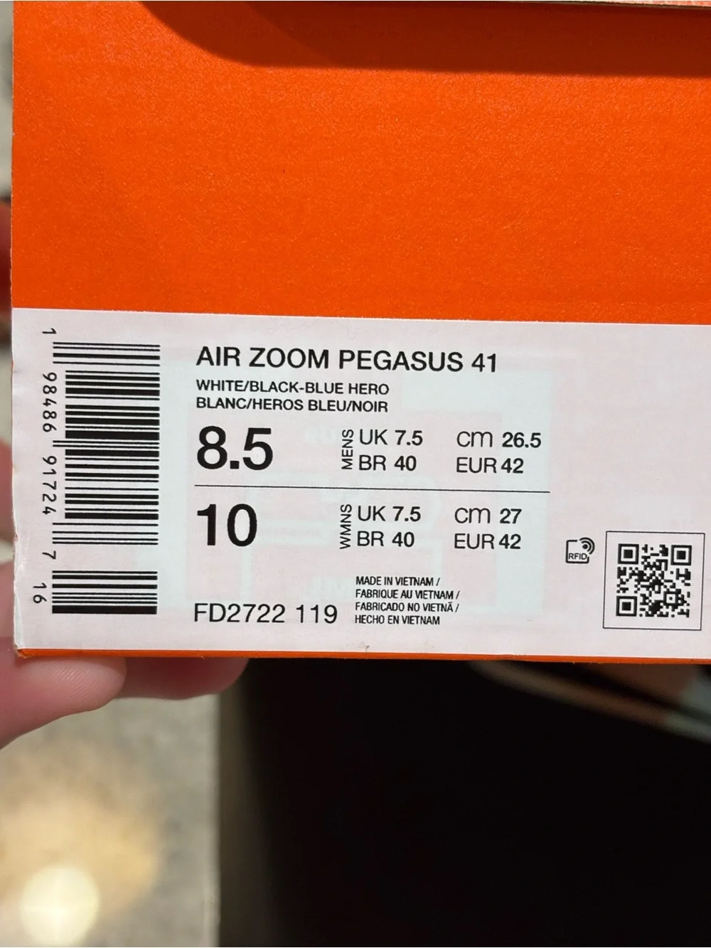 Nike Air Zoom Pegasus 41 ‘White Hero Blue’ Men’s Size 8.5 BRAND NEW | FD2722-119